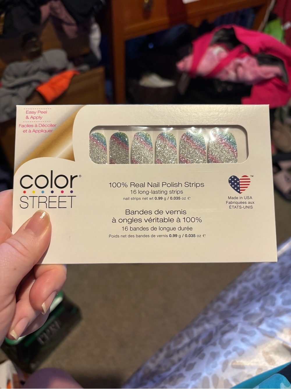 Color Street Pink and Silver Glitter Nail Polish Strips